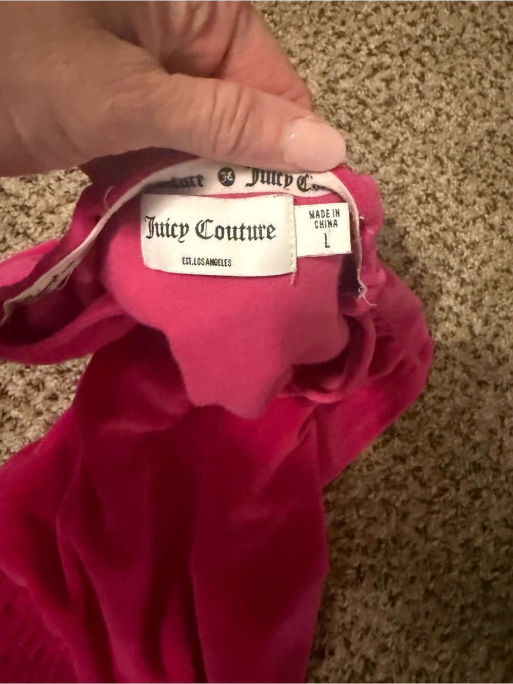 Juicy Couture Hot Pink V-Neck Elastic Waist Velour Romper - Picture 6 of 7